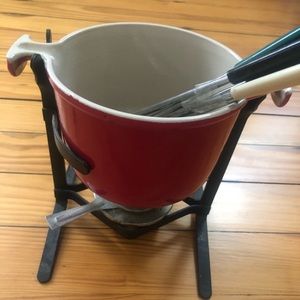Vintage Le Creuset fondue pot